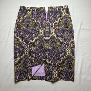 J. Crew | Size 6 | No. 2 Pencil Skirt in Purple, Tan, Yellow, Green Paisley